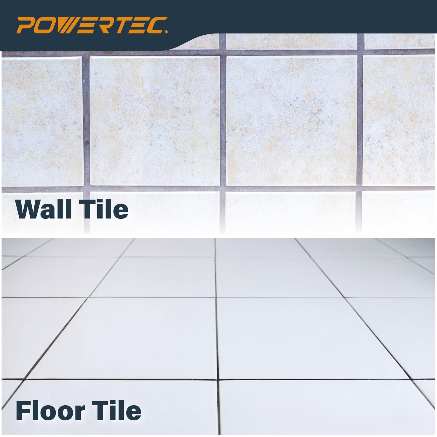 POWERTEC Sistema de nivelación de azulejos con clips espaciadores roscados de 1/16 pulgadas, correa de base plana para espaciar y nivelar azulejos, 100 piezas (72107)