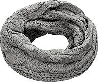 Thick Ribbed Cable Knit Infinity Scarf for Women - Warm Winter Circle Loop Scarf, Soft Acrylic, 52x12 Inches