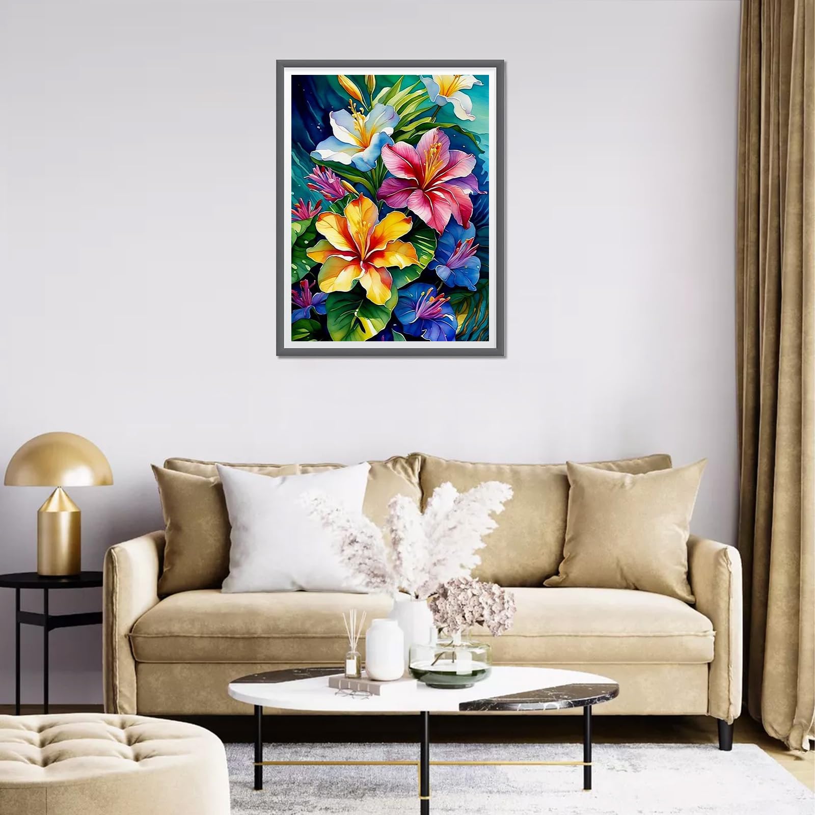 DPIDEA Pittura A Diamante 5D Fiori – Kit Fai Da Te Con Tela 30x40 Cm – Strumenti E Diamanti Extra – Decorazione Da Parete