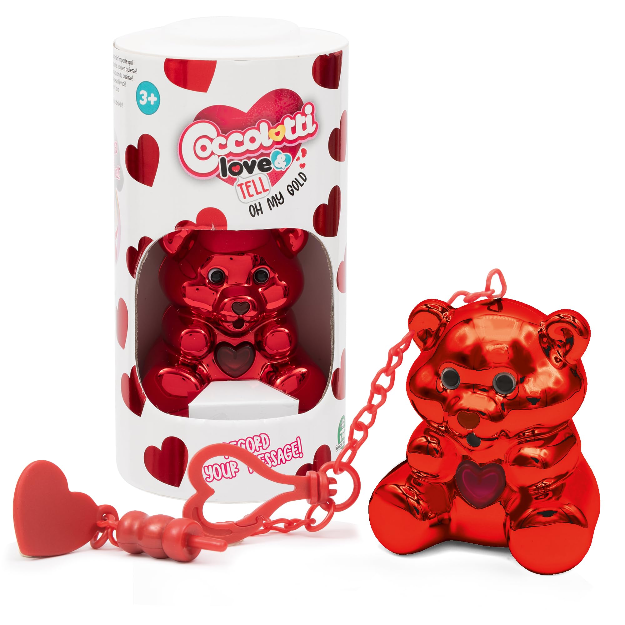 Coccolotti Love & Tell Oh My Gold Red, Talking Plush Toy with Recordable Voice Message