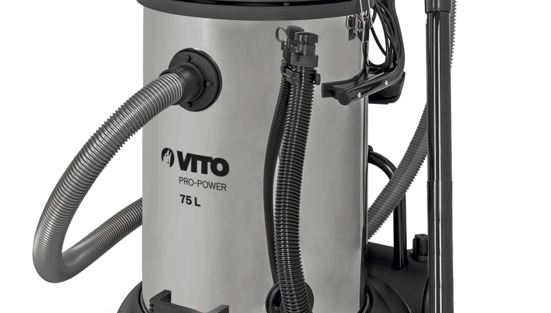 VITO - Profesjonalny odkurzacz Podwójny silnik 2400W 75L WODA & PYŁY Zbiornik ze stali nierdzewnej Akcesoria Garaże Warsztaty