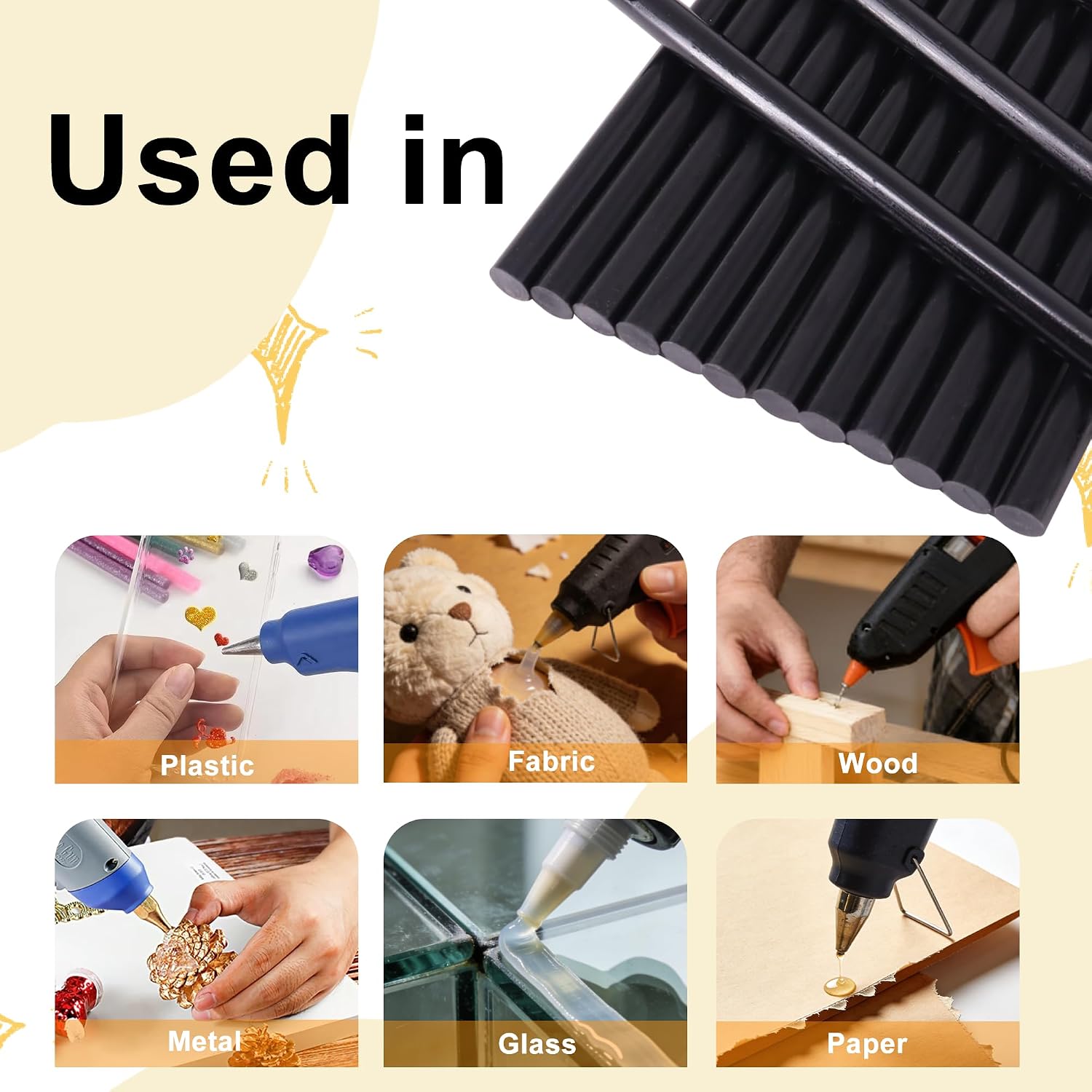 40 Pcs Dent Repair Glue Stick,Black Craft Glue Gun Sticks, 0.43” Dia x 7.87”Long Hot Melt Glue Sticks for Car Dent Repair Handmade DIY Art Craft Home Office Project Craftwork Fix & Repairs