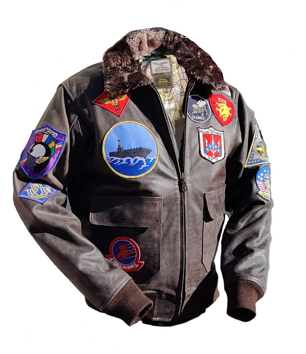 Noble House G-1 Navy męska kurtka skórzana kurtka lotnicza skóra byka brązowa