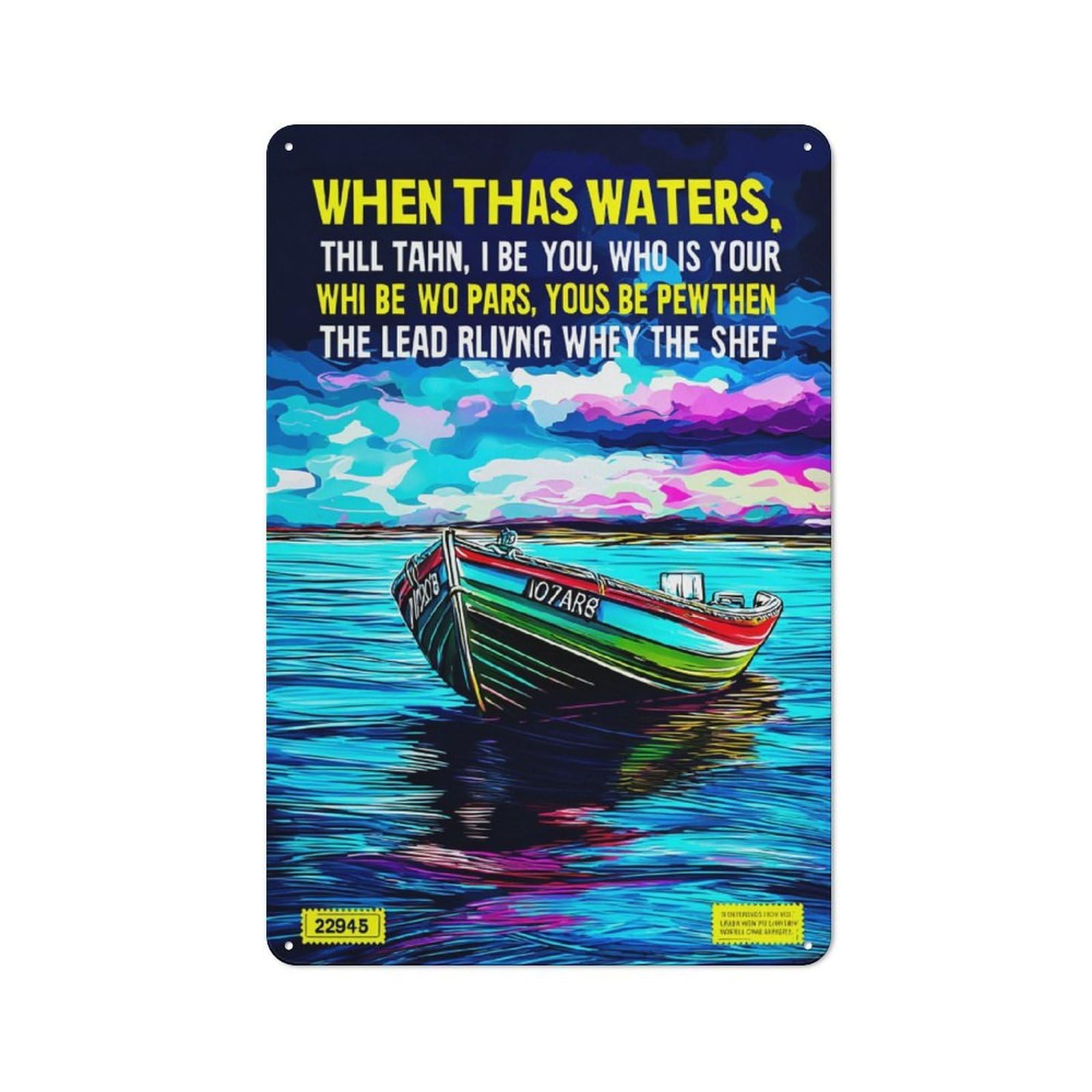 Junmoney Colorful Boat Serenity Poster Vintage Tin Sign 30X20cm For Garden Room Or Summerhouse, A Housewarming Gift For Outdoor-Room Decor Collectors