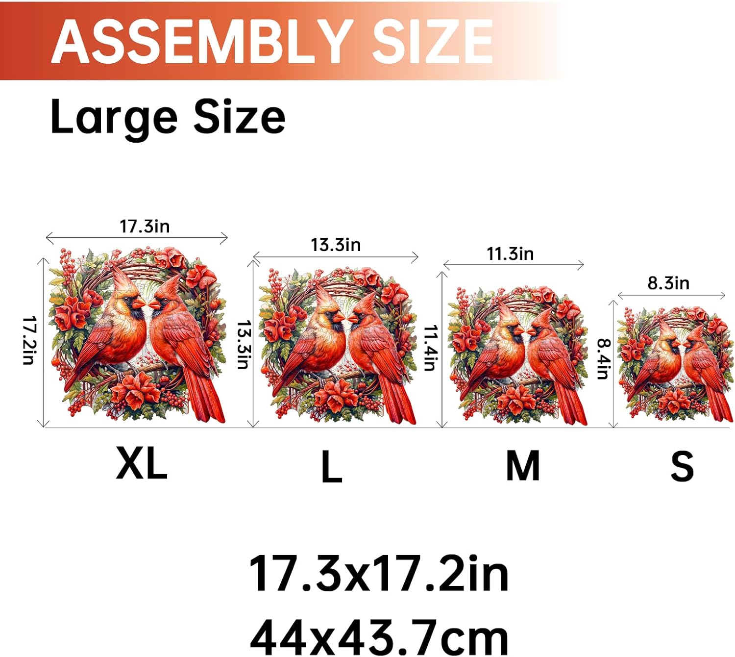 Jigfoxy Wooden Puzzles for Adults, Cardinal Wood Puzzle for Adults, Unique Animal-Shaped Wooden Jigsaw Puzzle, Christmas Thanksgiving Gifts for Family and Friends (L-13.3 * 13.3in-300 pcs)