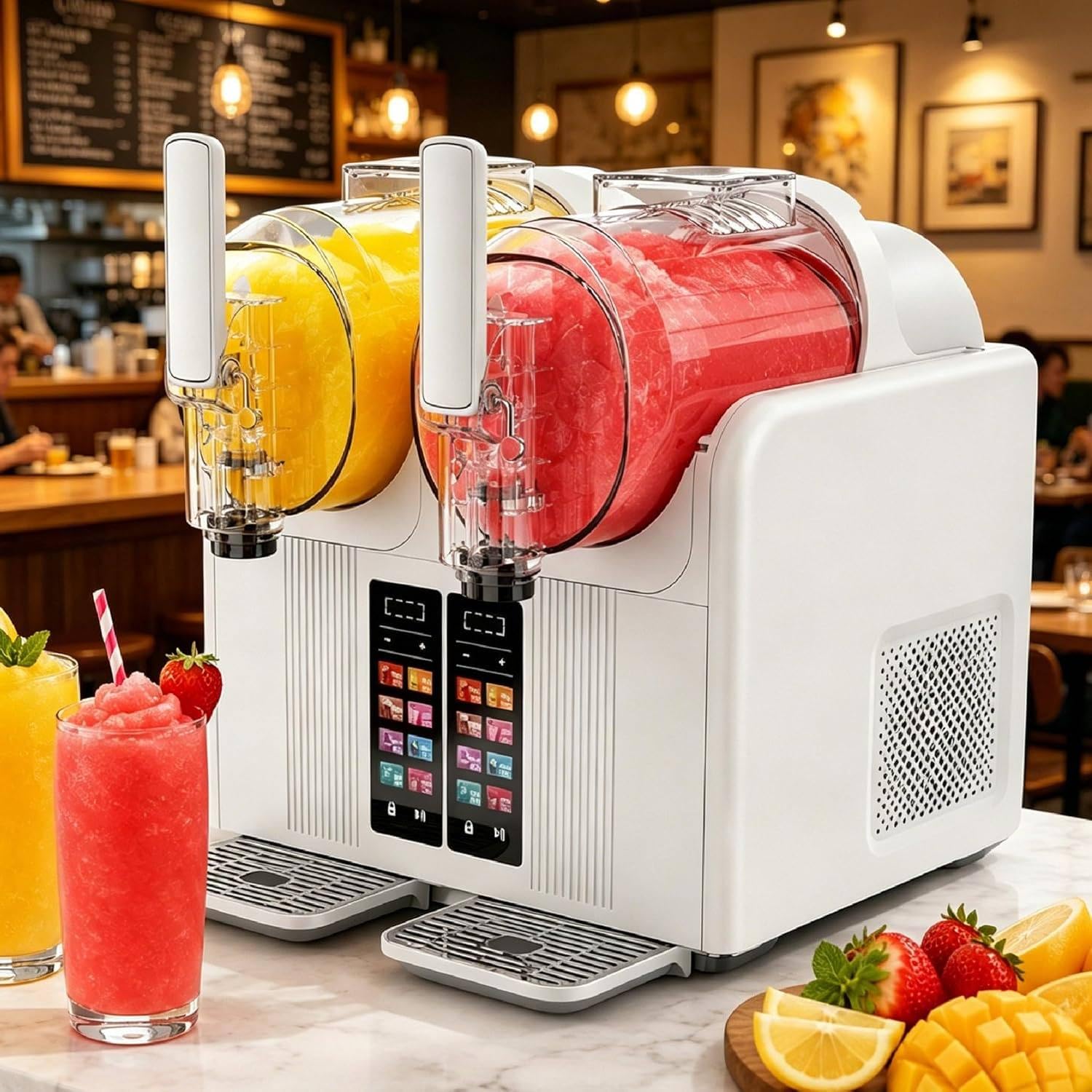XUXIAO 2 in 1 Slushie and Soft Serve Maker, Dual 2L Tanks White