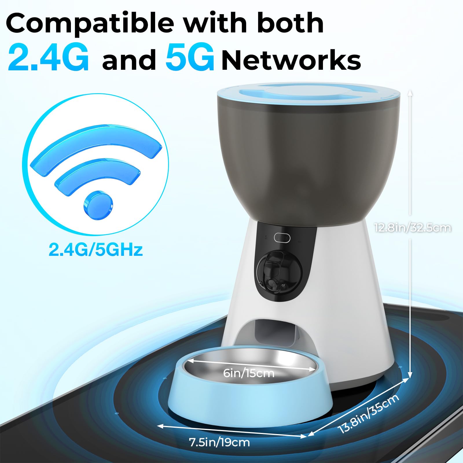 Ownpets Automatic Pet Feeder with Camera, 1304P HD Video with Night Vision, 2-Way Voice Interaction, 2.4G & 5G WiFi Food Dispenser with APP Control, 4L Timed Feeder for Cats and Dogs - image 5
