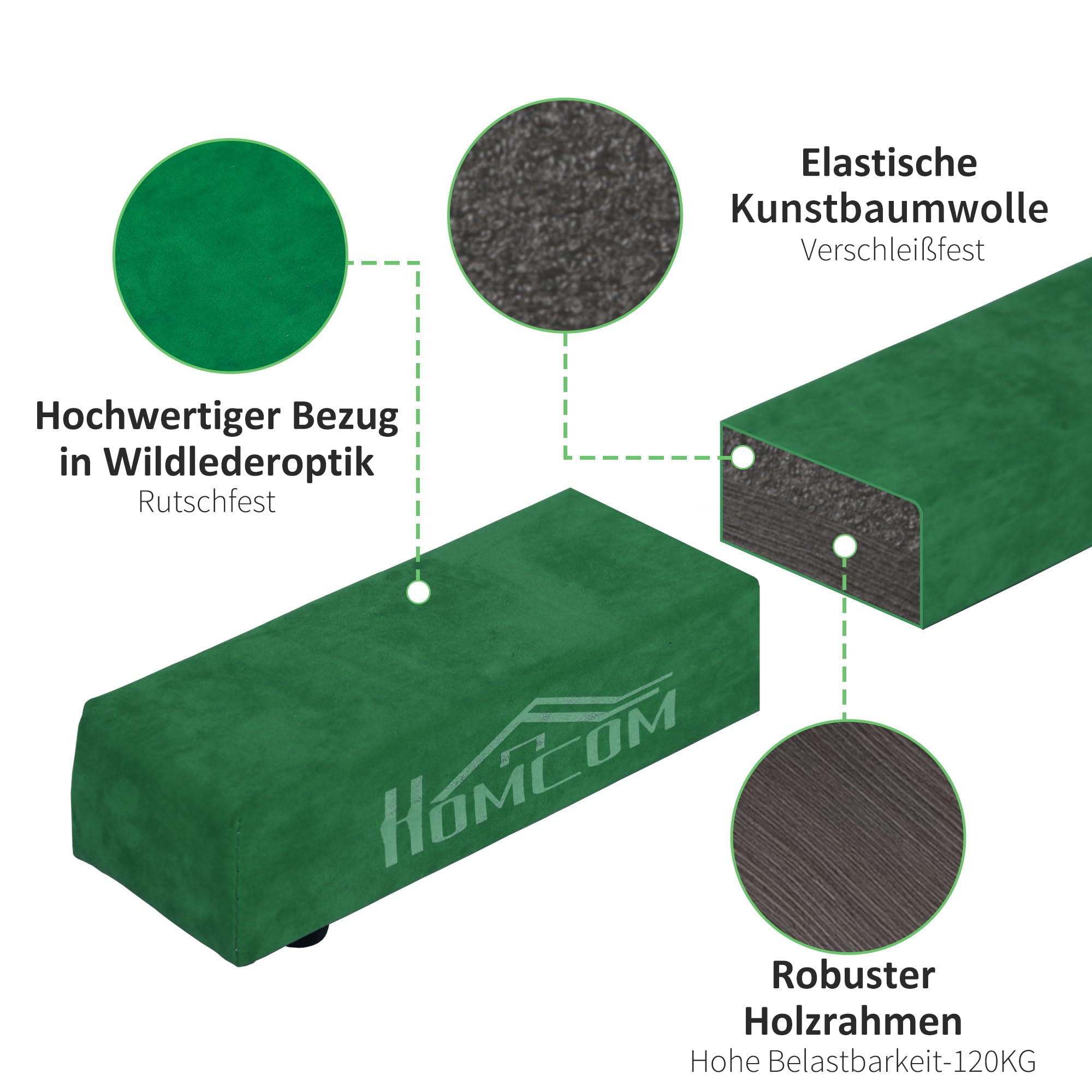 HOMCOM 210 cm Schwebebalken Turnbalken Indoor Outdoor Balance Beam Klappbarer Turnbalken Balance Balken Balancierbalken bis 120 kg