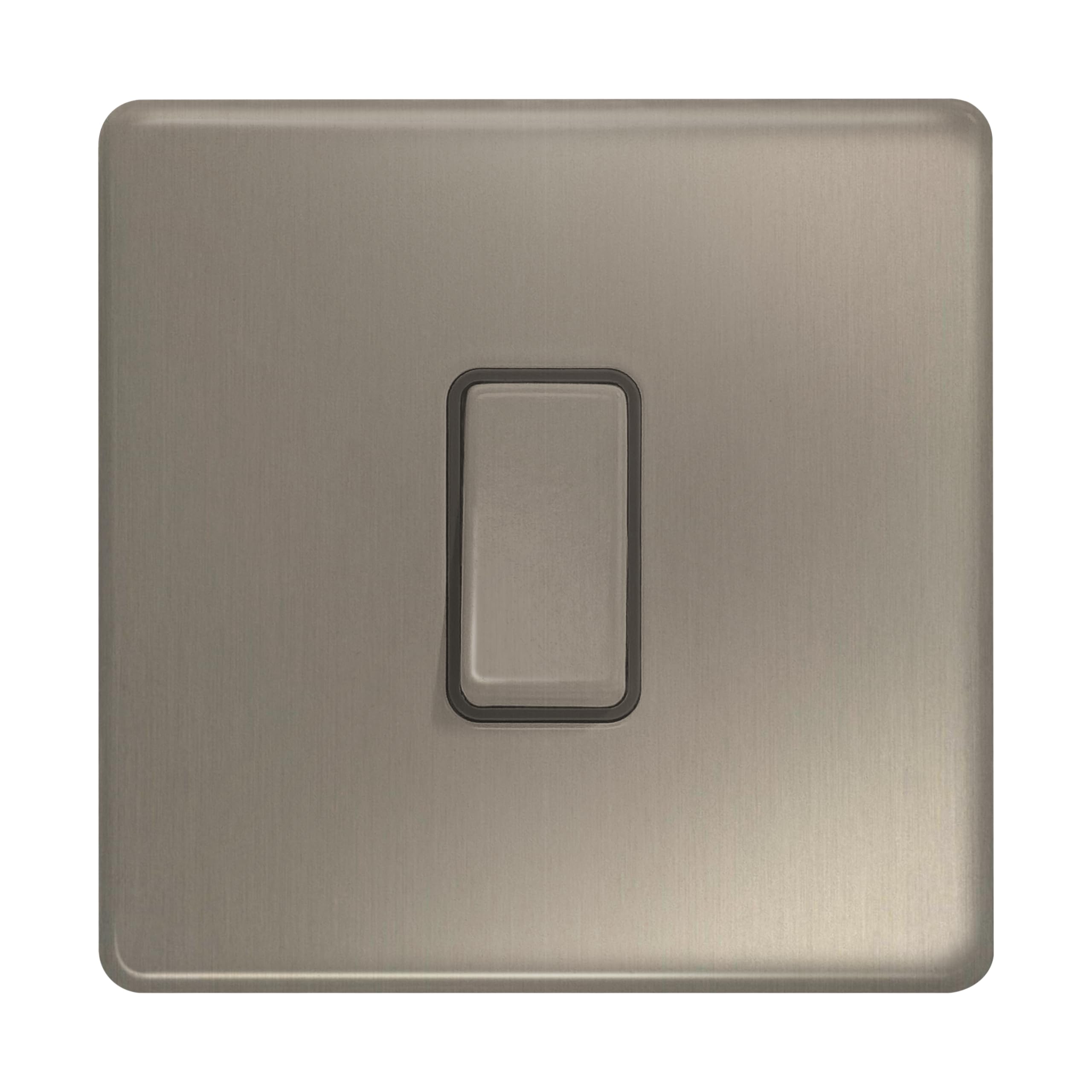 EVOGES Terra Intermediate Light Switch – 1 Gang 2 Way 10AX Rated Decorative Metal Wall Switch, Designed for Multi-Location Lighting Control, LED Compatible (Brushed Chrome (Grey Insert))