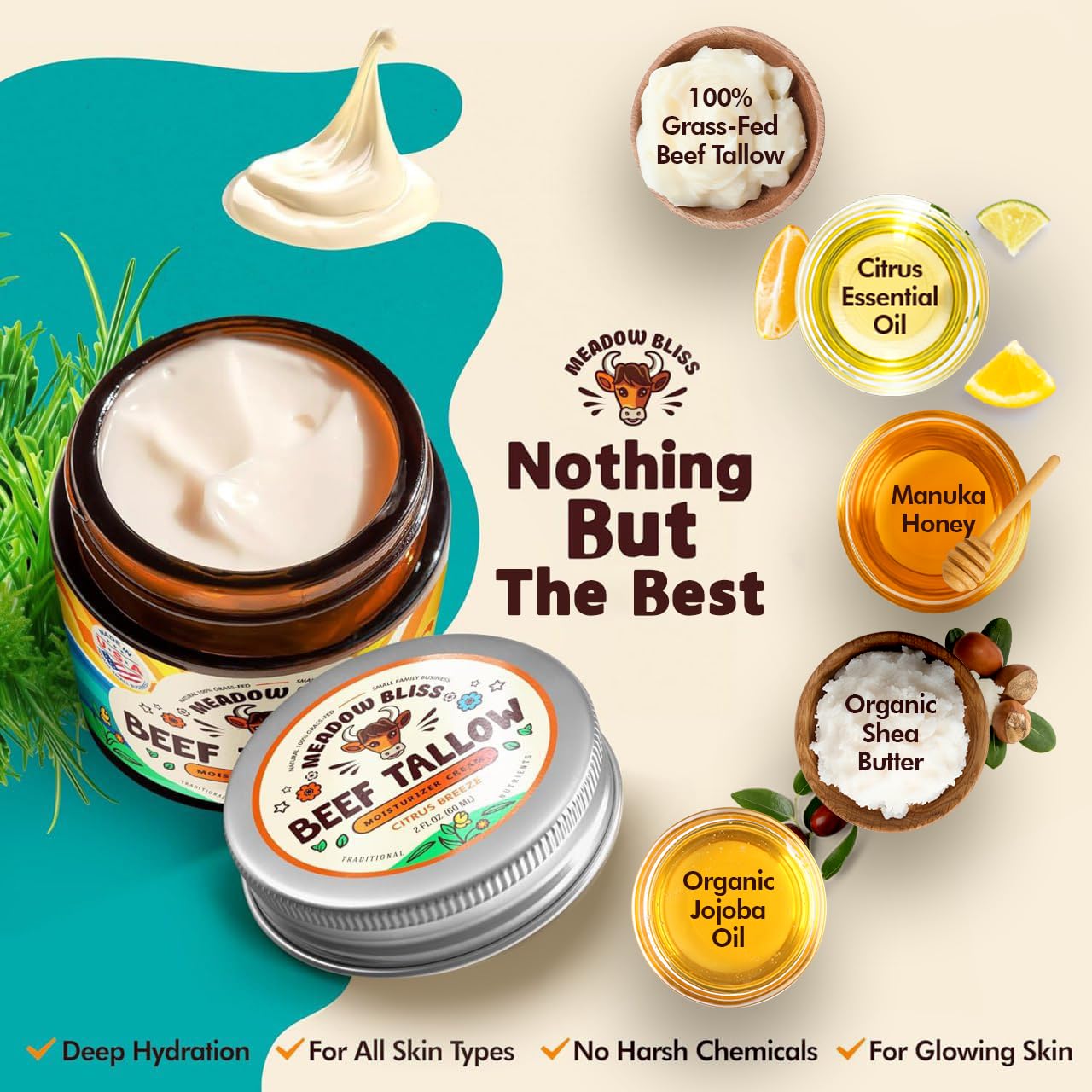 Meadow Bliss Beef Tallow Skin Moisturizer Cream
