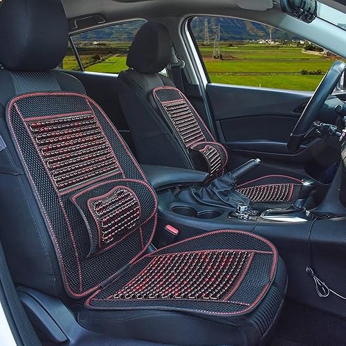 Miniatura 8 de Blueshyhall Funda de asiento de coche con cuentas de madera, cómodo cojín de masaje para asiento de automóvil, respiración fresca, universal, SUV,
