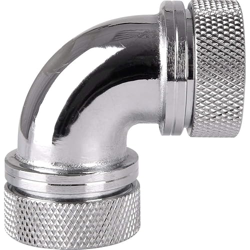 Thermaltake Pacific 16 mm G1/4 PETG Tube 90-Degree Dual Compression OD - Chrome