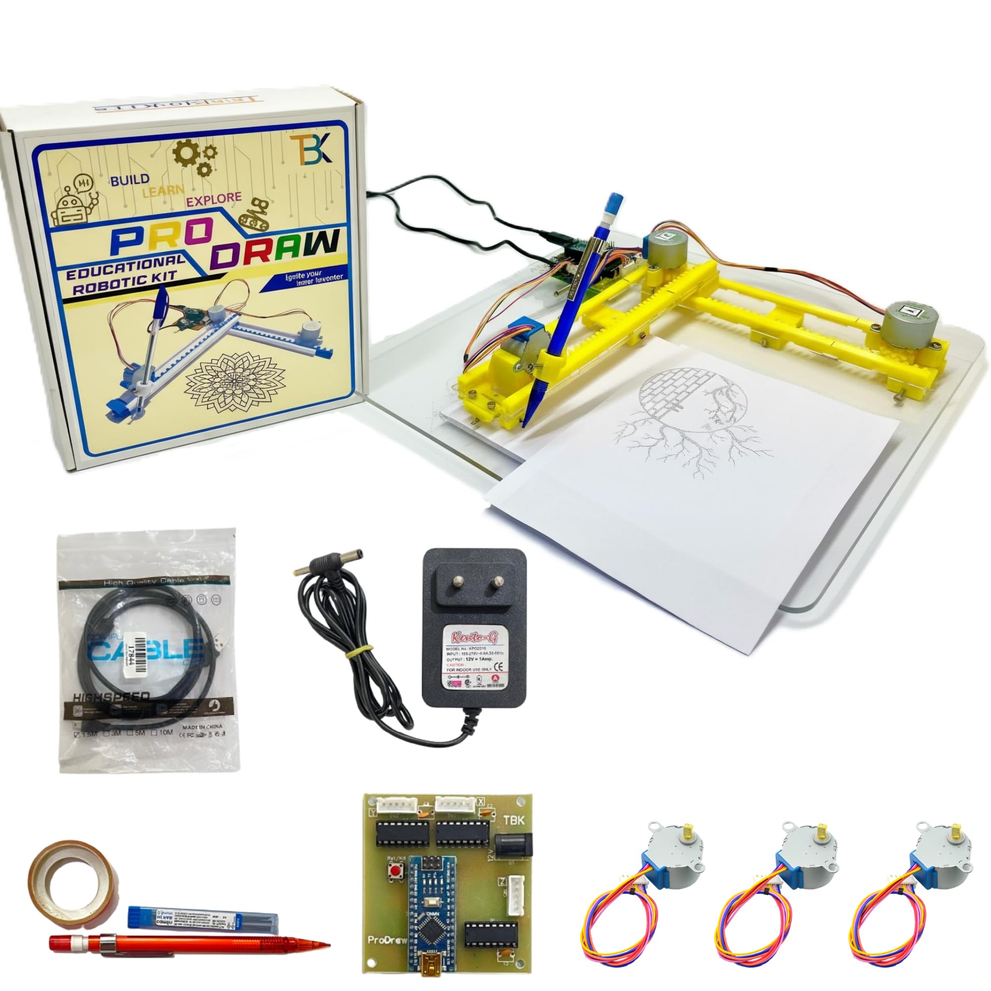 Smart Mini CNC Plotter with Mobile App Control | Fully Assembled Ready-to-Use 3D Printed,Acrylic Drawing & Writing Machine | Robotic kit for Enthusiasts,Hobbyists etc.. | Supports Pencil Pens Markers-image-22
