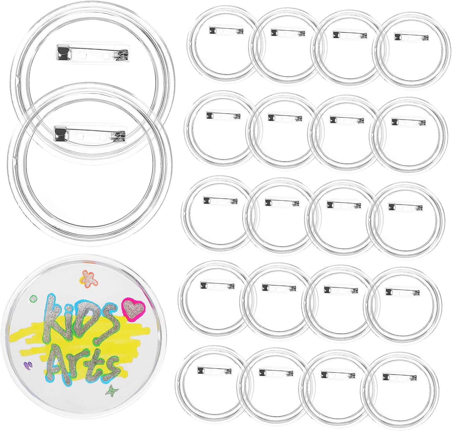DOITOOL 25pcs Button Badge Pins for DIY Craft Projects Blank Picture Button Pins for Custom Badges for School and Holiday Decorations