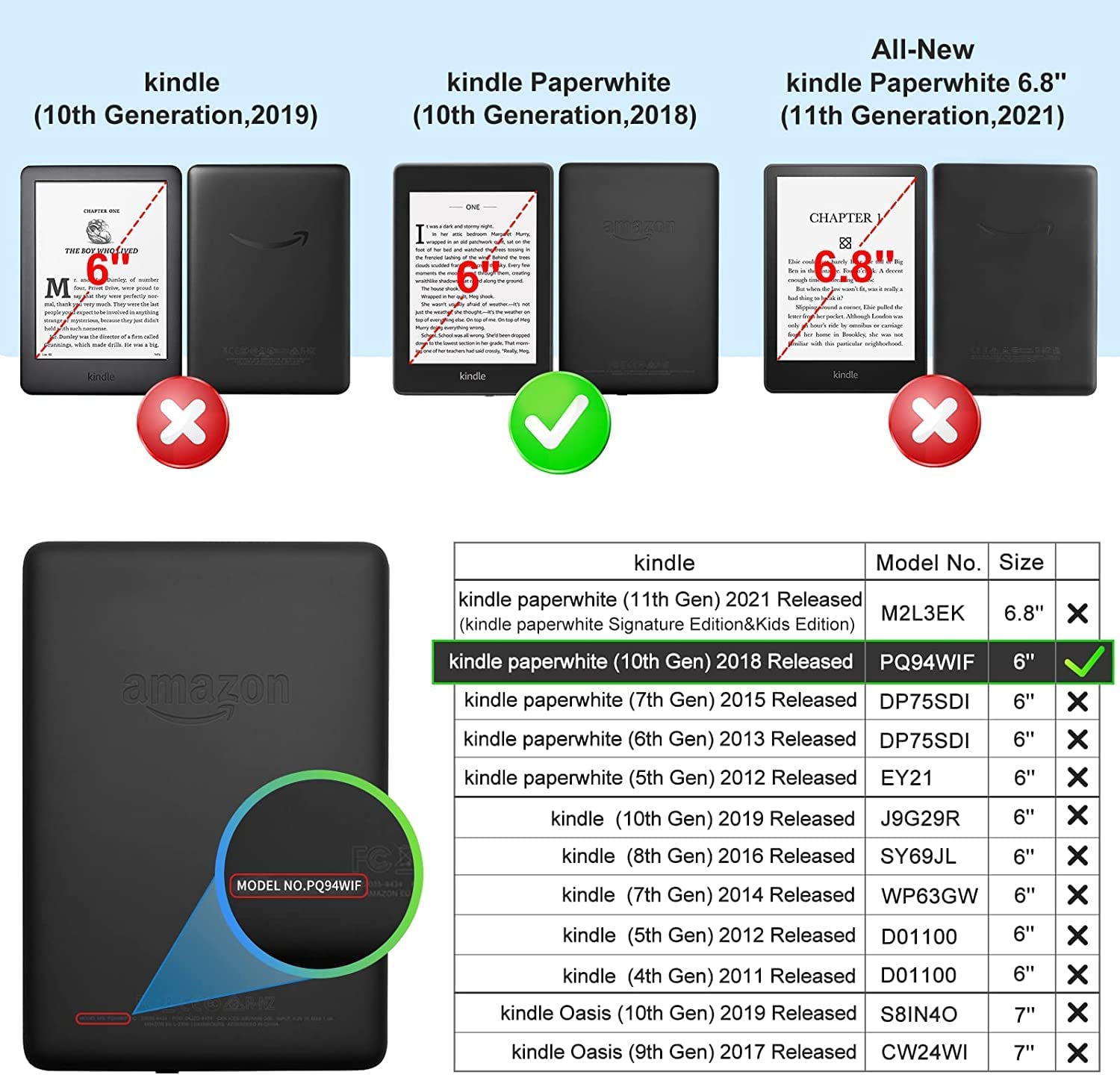 Amazon.co.jp: ケース for 6インチ Kindle Paperwhite 2018年発売 (第