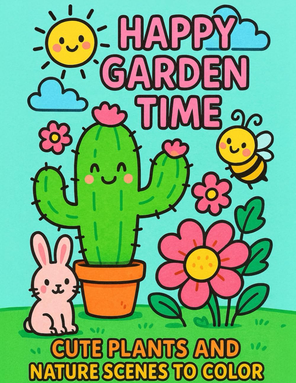 Happy Garden Time Coloring Pages | Cute Nature & Garden Coloring Book (Coloring Books for Kids)