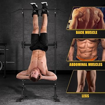10-Level Adjustable Pull Up Station with Heavy-Duty Construction, 330LB Load Bearing,Multi-Functional Design for Home Fitness,Strength Training Fitness Equipment,Height Adjustable Black
