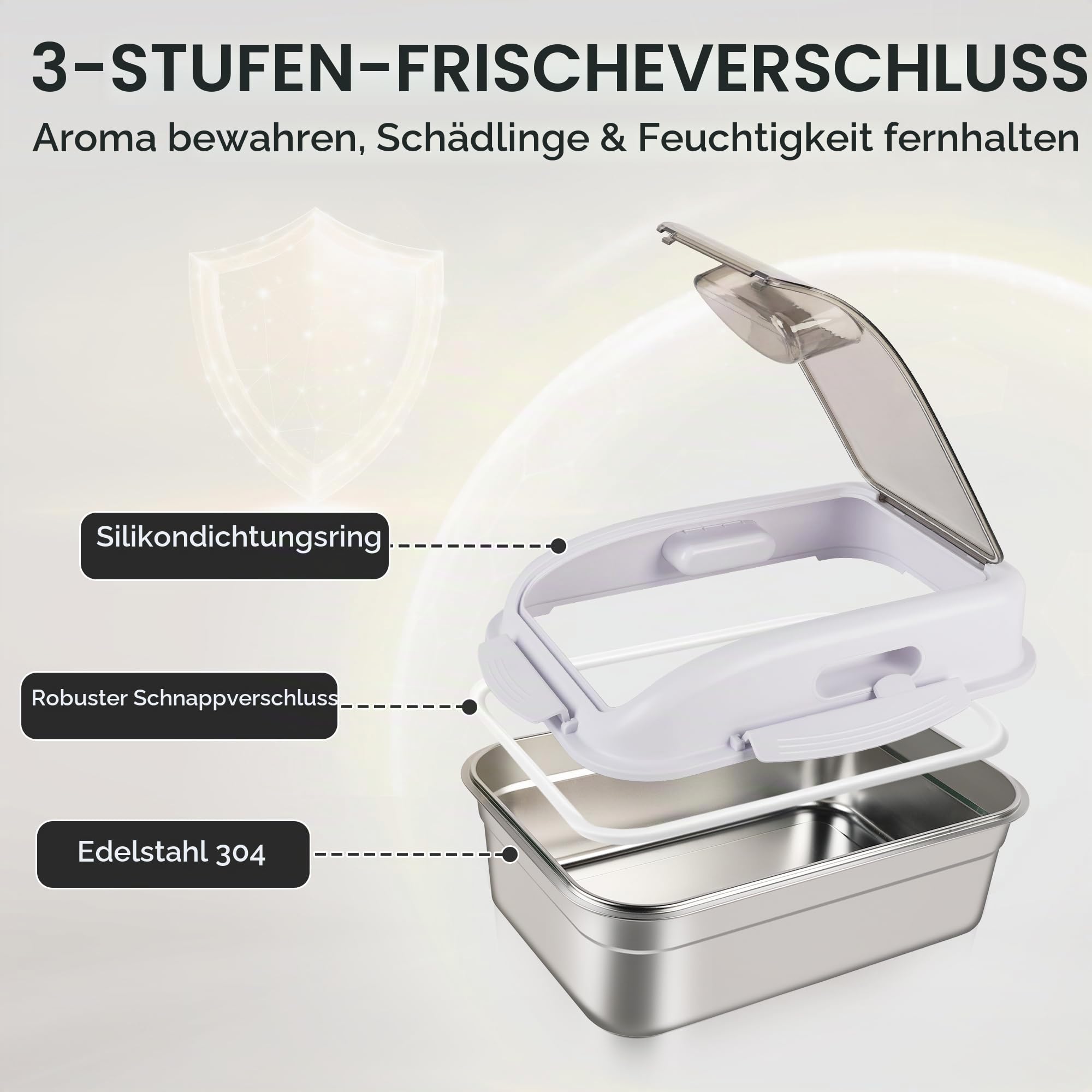 ALL FOR PAWS Aufbewahrungsbehälter für Tierfutter aus Edelstahl mit luftdichtem Deckel und Messlöffel, 304 Edelstahl-Behälter für kleines Hundefutter & Leckerlis, Katzenfutter, Vogelfutter (10L)