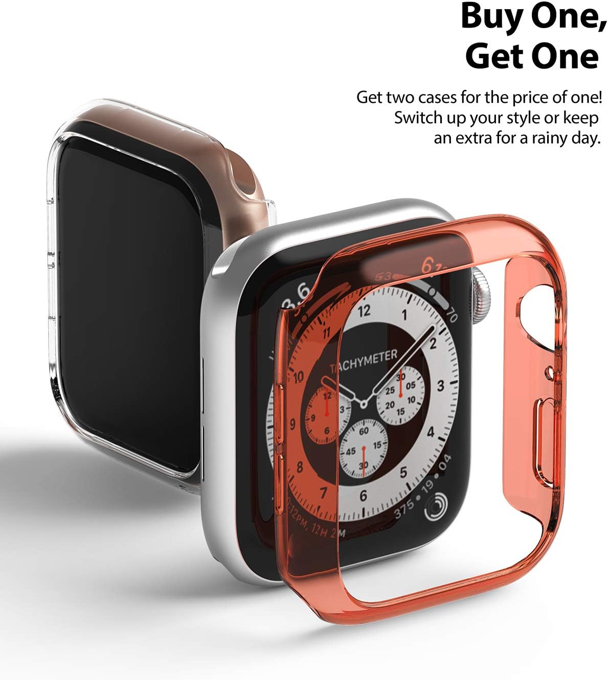 Ringke Slim for Apple Watch Series 6, 5, 4 (40mm), SE 3, 2, 1 (40mm) Case, Solid Lightweight Slim Cover for Women, Men - Clear & Coral - Image 3