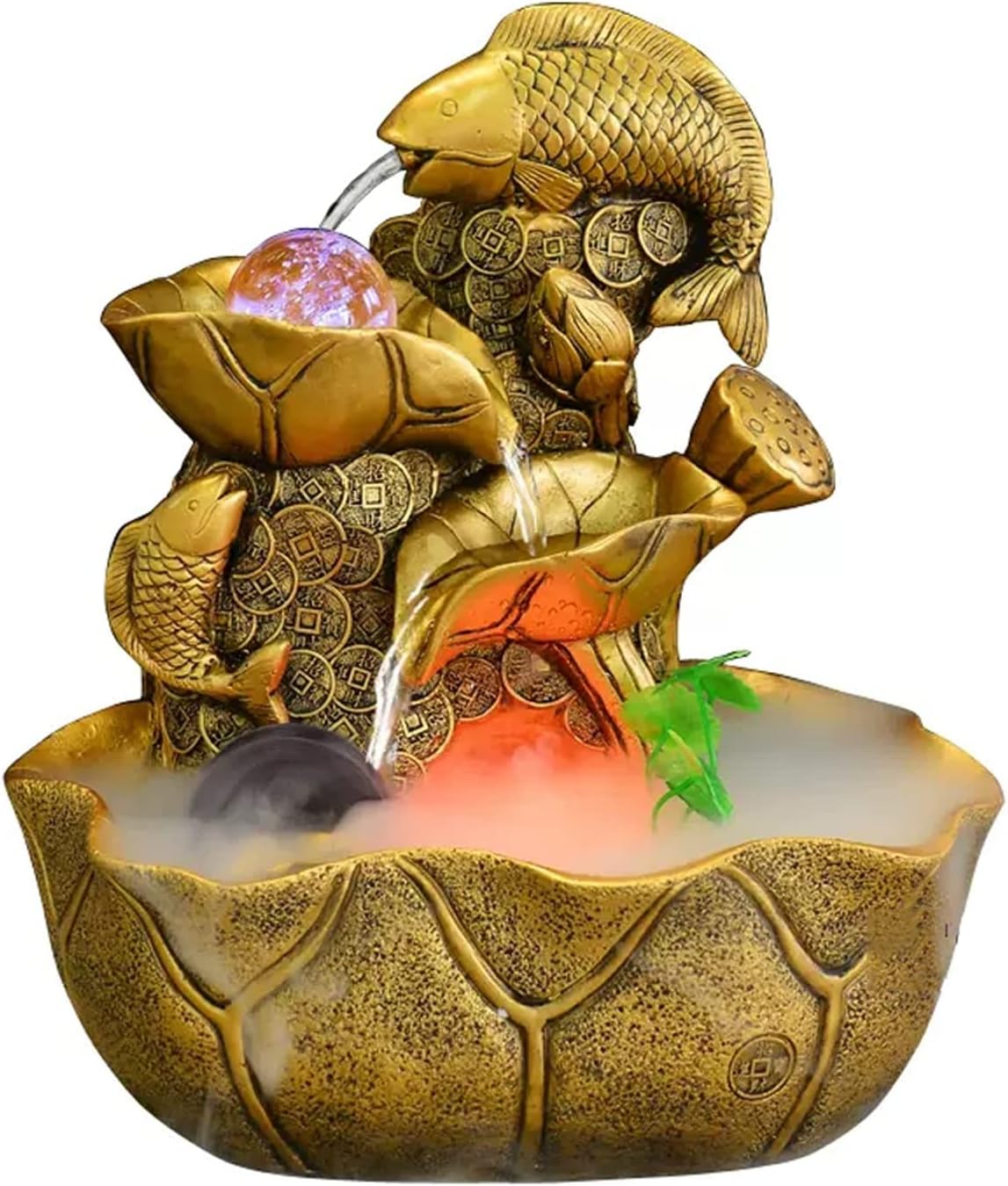 Waterfall Fountain Relaxing Table Fountain Small Indoor Waterfall Fountain 3 Level Indoor Table Fountain for Feng Shui Effect and LED Lighting Decorative Tabletop Fountain