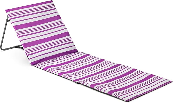 Trail Folding Beach Mat with Backrest | Adjustable Backrest, Fast-Drying Polyester, Steel Frame Support, Storage Pocket, Lightweight Foldable Design, Carry Handle