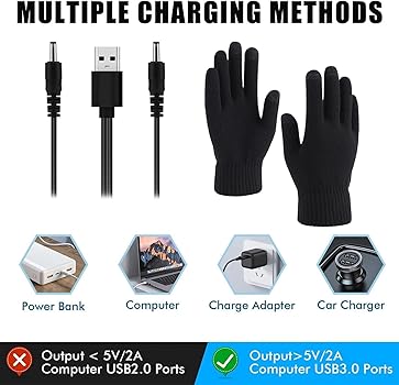 Gants Chauffants USB Pour Homme Et Femme - 3 Niveaux De Température, écran Tactile, Idéal Vélo, Ski, Extérieur (Noir)