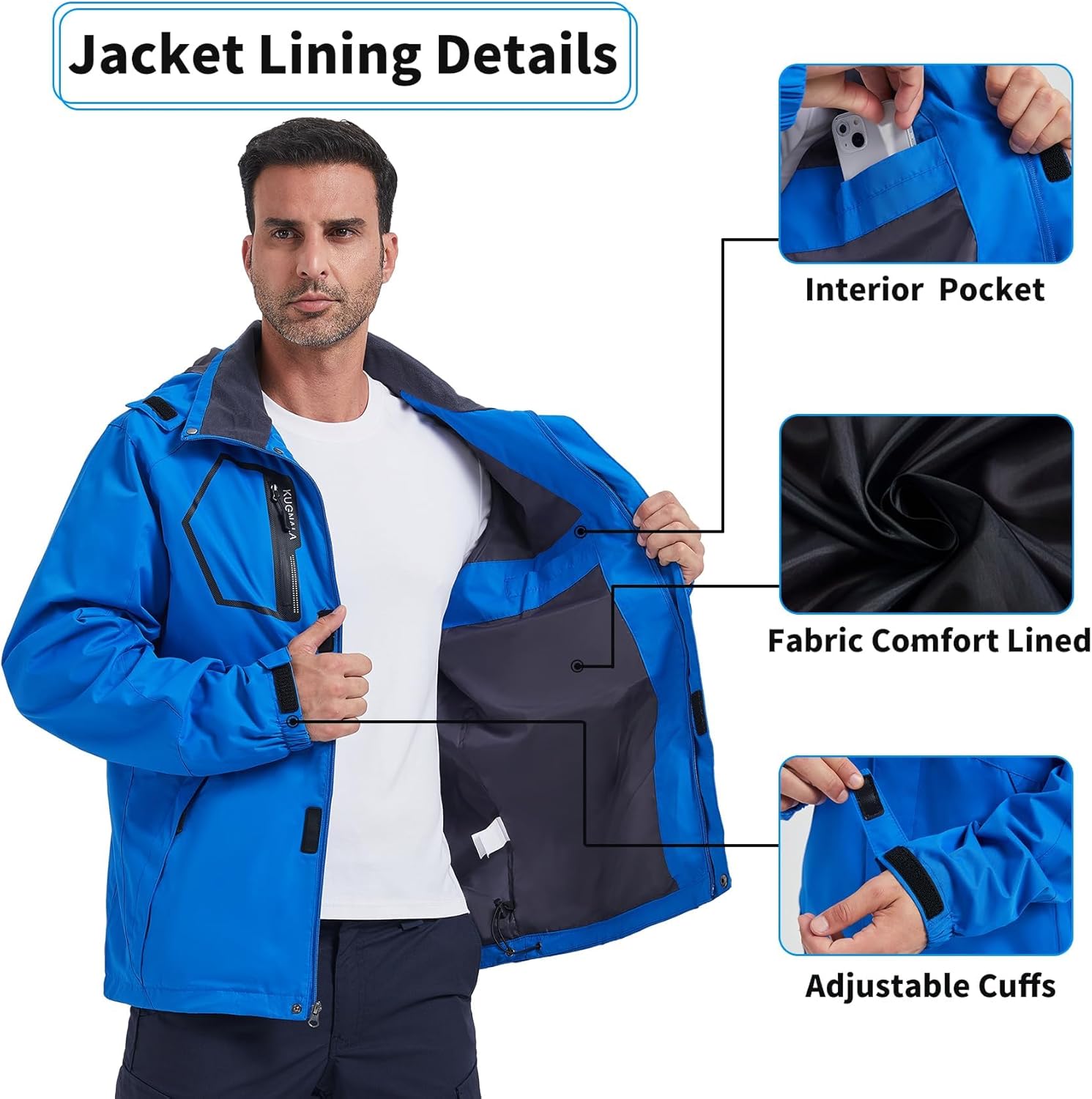 Men's Rain Jacket Waterproof Lightweight Hood jackets for Hiking Cycling Travel Raincoat S-6XL - Image 5