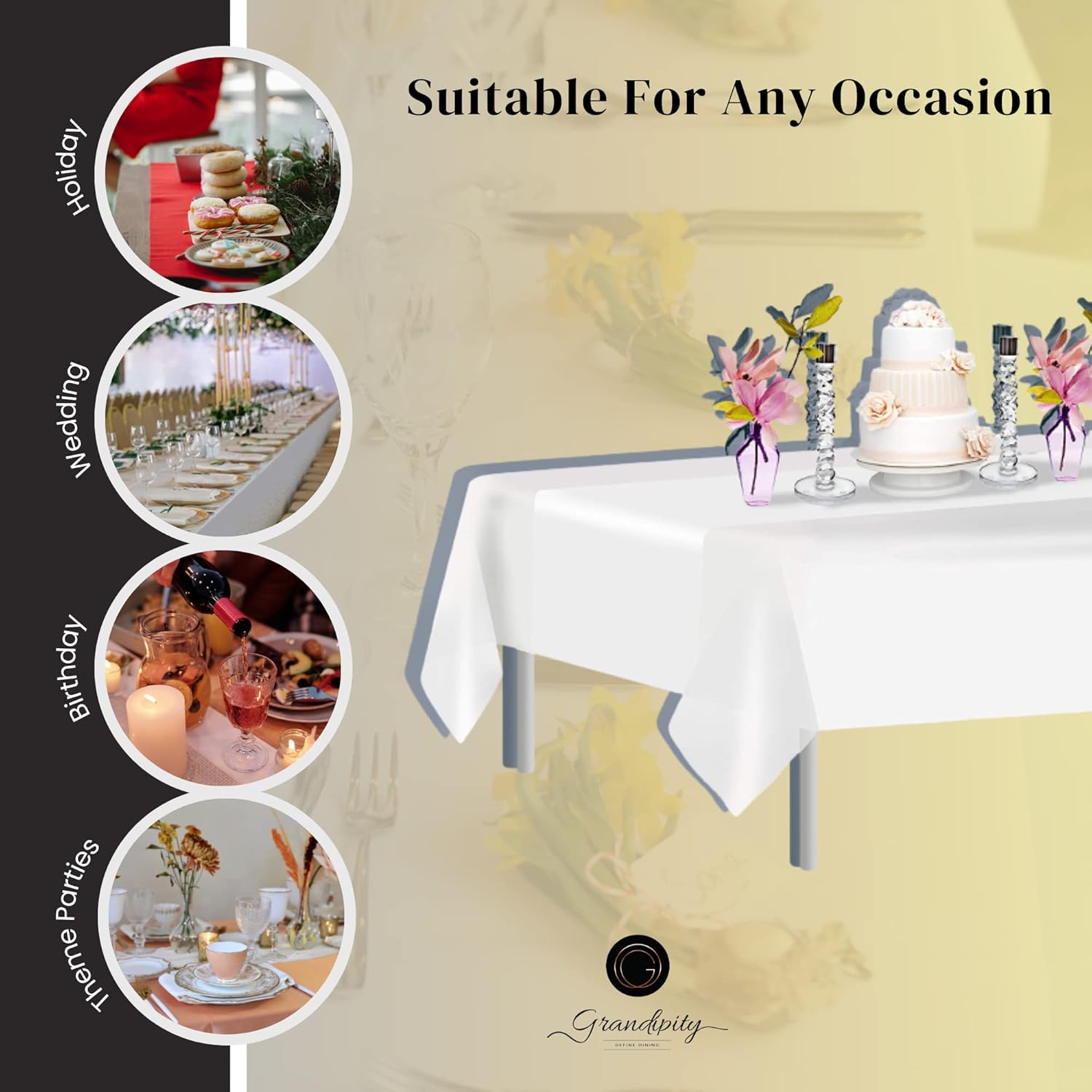 Grandipity White 6 Pack Premium Disposable Plastic Table Runner 14 x 108 Inch. Table Runner for Dinner Parties & Events By - Image 5