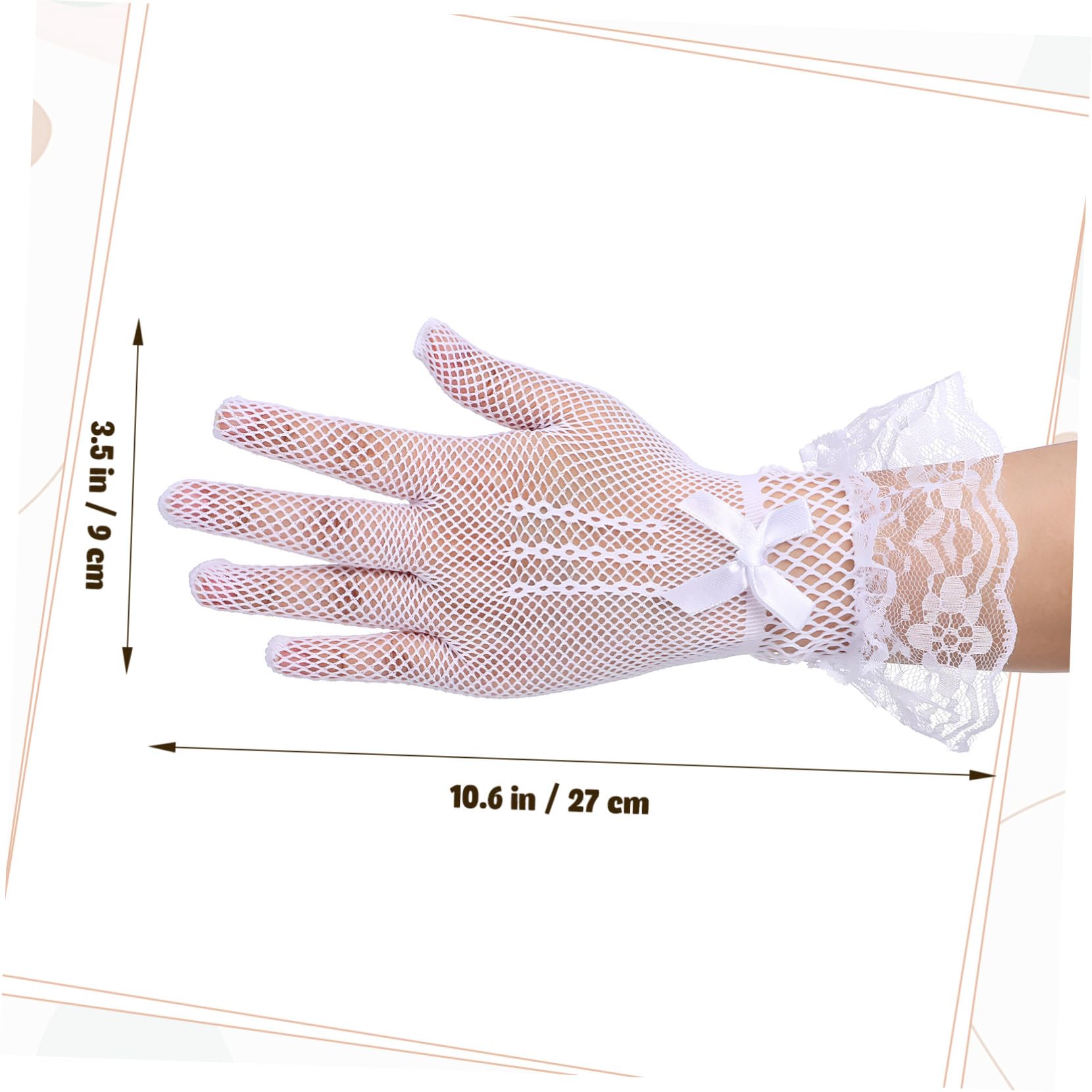 BESPORTBLE 12 Pares de Guantes de Malla para Boda, Blanco, Poliéster, Lentejuelas y Lazos, Cómodos y Reutilizables para Banquetes y Vestidos de Noche