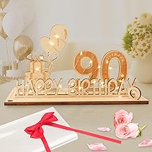 Card 90 Birthday Decoration Men Women Silver Gift LED String Lights Bow and Gift Paper Logo Wooden 90th Wedding Anniversary Table Decoration Guest Book