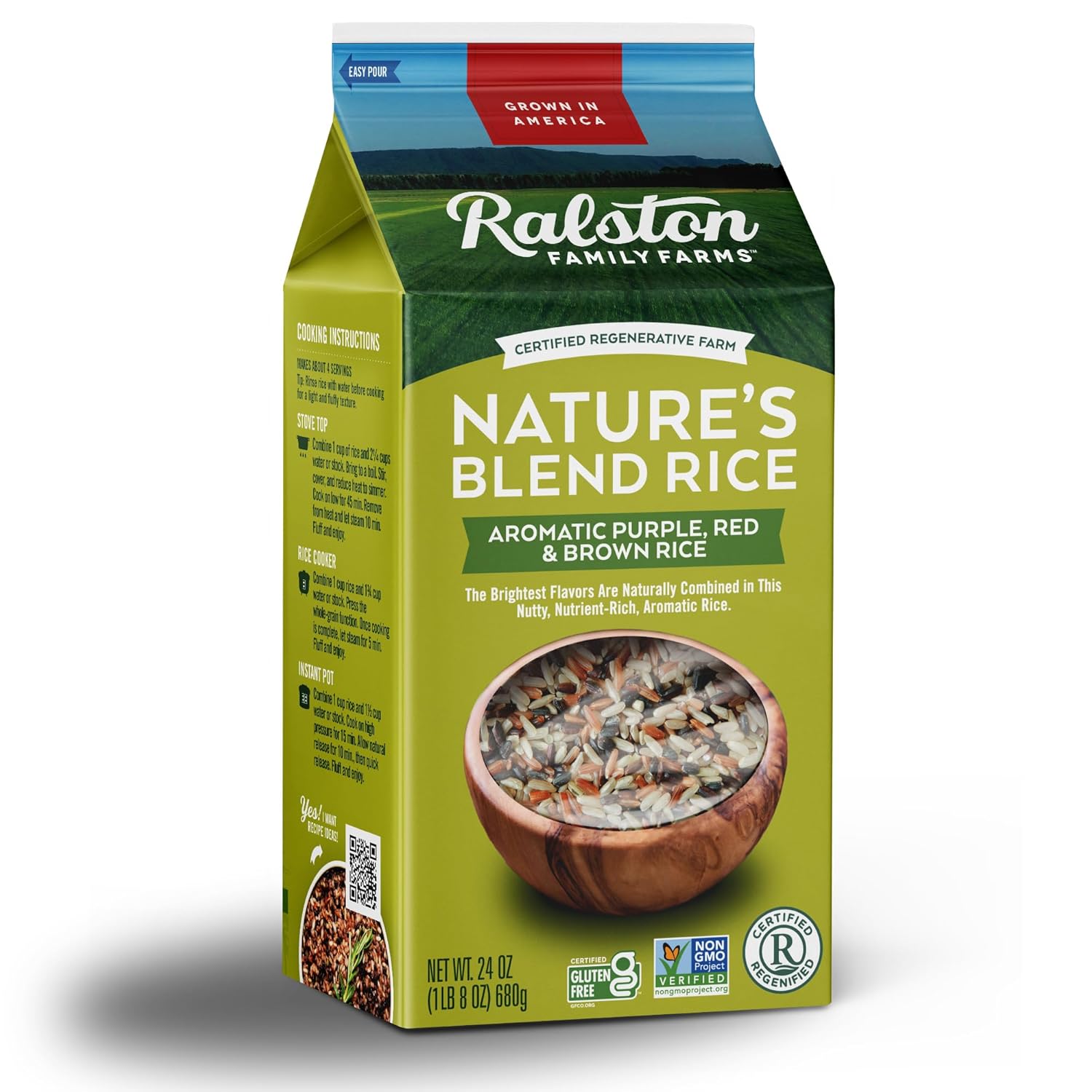 Ralston Family Farms Nature's Blend Rice, 24 oz Carton: 6 Pack, American Grown, Non-GMO, Naturally Gluten Free