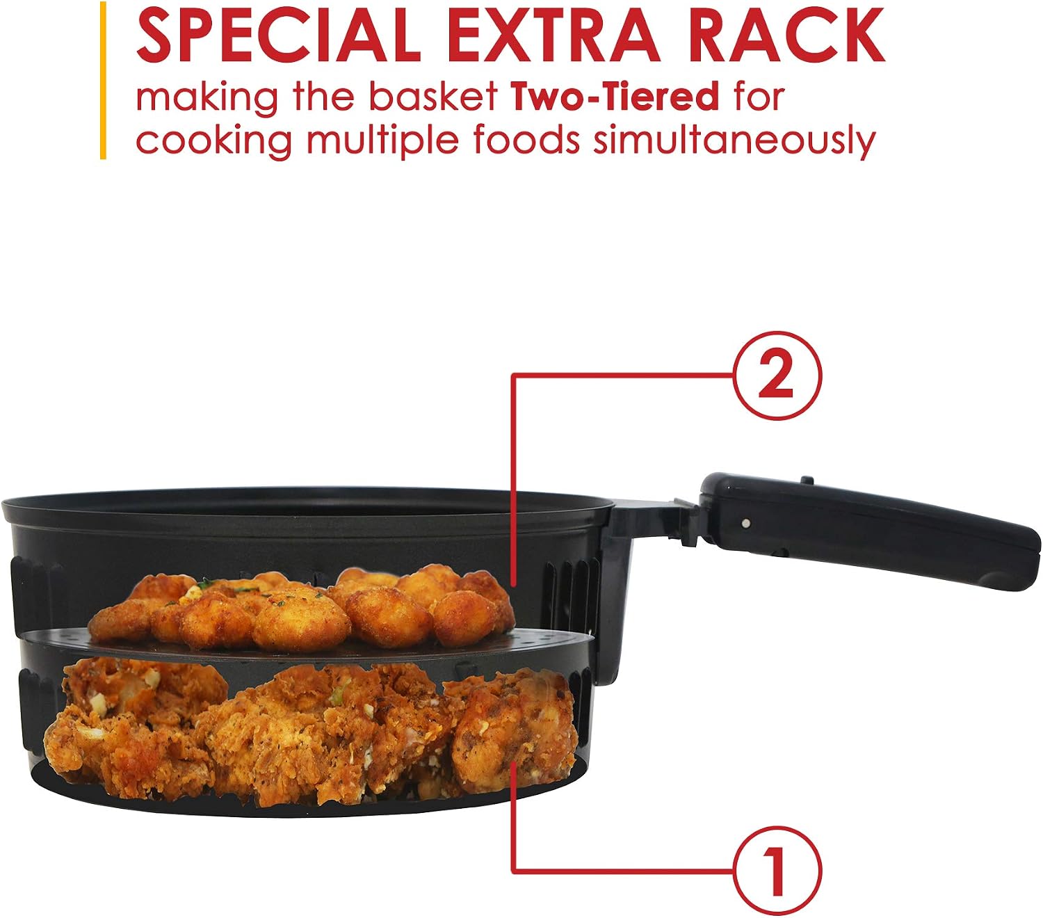 Elite Gourmet EAF-2500D Dual Basket 3.5Qt Electric Digital Hot Air Fryer, 1400-Watts, Oil-Less Healthy Cooker, Temp/Timer Settings, PFOA/PTFE Free, Includes 26 Full Color Recipes, Black