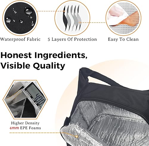 Miniatura 3 de Aosbos Bolsa de almuerzo negra con aislamiento térmico para mujer, lonchera para adultos, lonchera para mujeres, lonchera de mano, bolsa de almuerzo