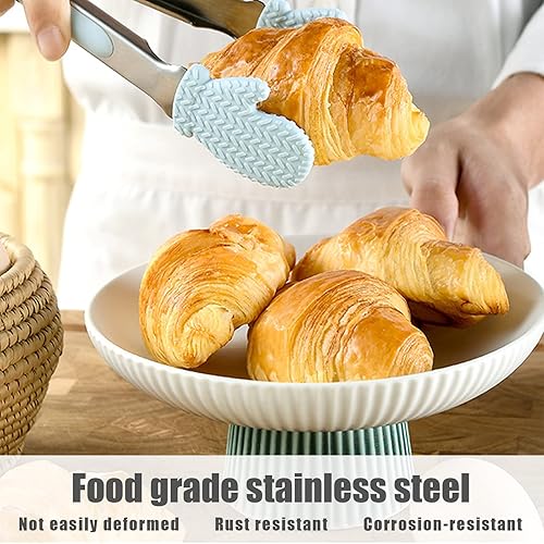 Miniatura 6 de VAVOLO 2 utensilios de cocina de silicona con asas antideslizantes, pinzas para ensalada, pinzas con punta de silicona para cocinar y servir