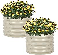 Vista 26 de Aoodor Cama de jardín elevada de metal de 9 pulgadas de alto y 30 pulgadas, maceta para exteriores y kit de jardín elevado para verduras, flores