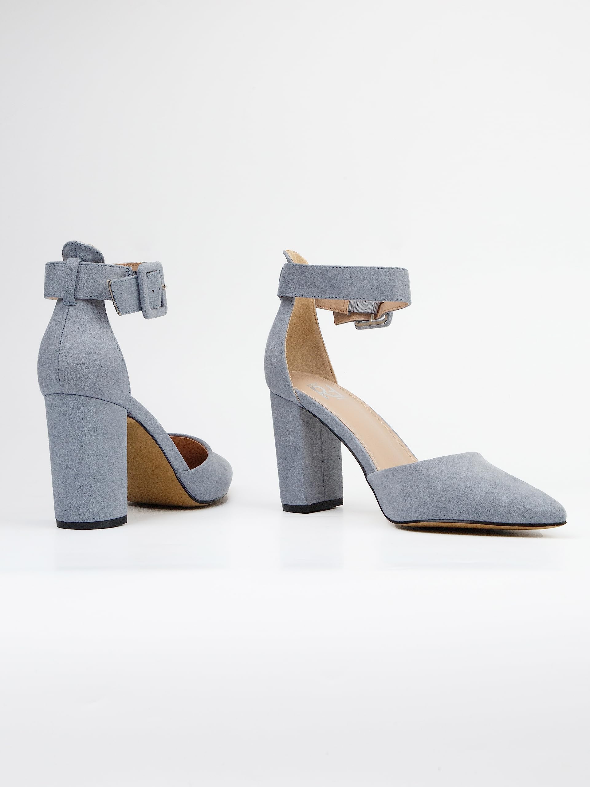 Scarpe con Tacco, Décolleté Donna, Nere/Bianche/Verde/Rosa/Blu/Lila/Beige/Menta/Fucsia/Rosso, 8.5 cm Tacco Largo, Slingback, Ecopelle/Ecopelle Scamosciato, Cinturino sul Retro, 2062A