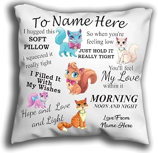 Personalised Cushion Cuddle pillow, Personalised Cat/Kitten Pillow Granddaughter Cushion Grandson Cushion