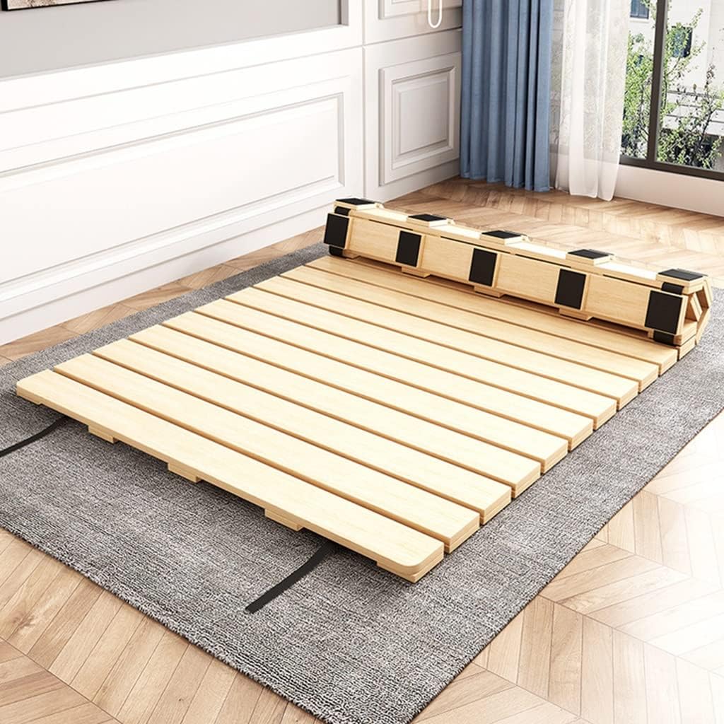 Rollable Floor Mattress Frame，Portable Folding Bed，Solid Wood Bed Slats, Folding Board Mattress, Strip Wood Bed Board, Hardwood Bed Board for Lumbar Spine Protection (Size : 200cm*100cm)