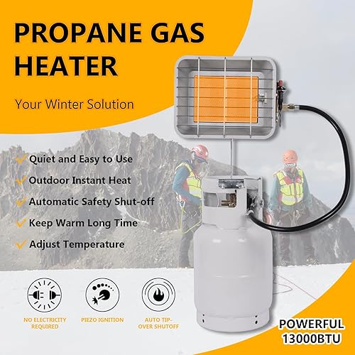 Miniatura 2 de Calentadores de tanque de propano para exteriores, 13000 BTU con válvula de cierre de seguridad e interruptor de vuelco, calor de cerámica, pequeño