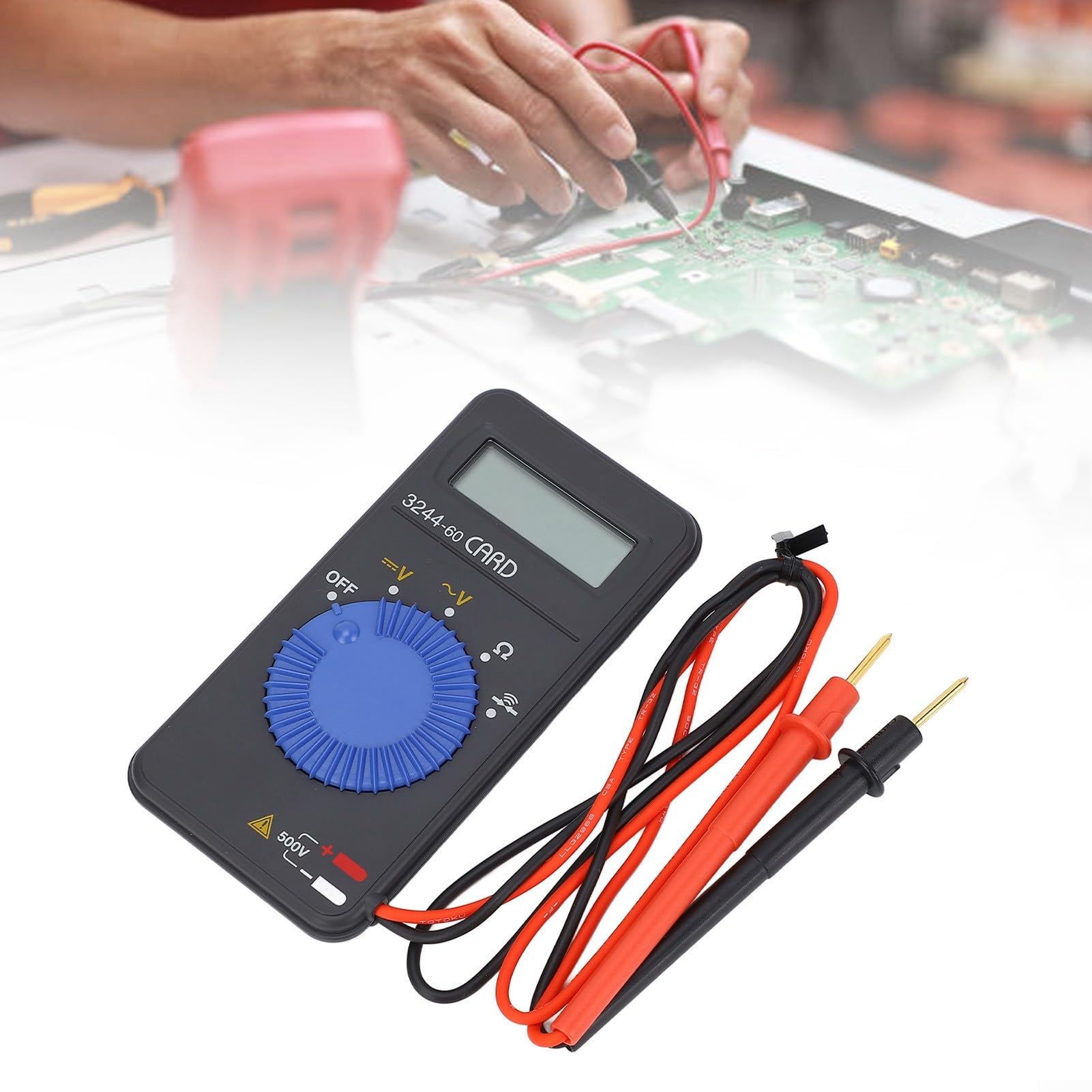 Multimetro per schede 3244-60 con test di isolamento, punte di misurazione da 15 mm per prese profonde, display LCD digitale, protezione da cortocircuito, con borsa per il trasporto e cavo