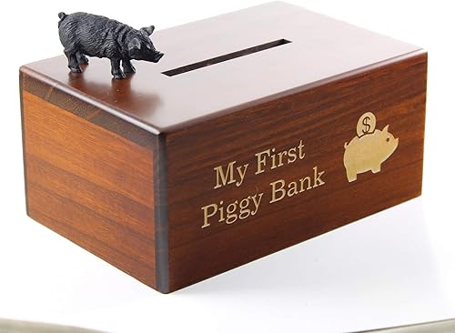 Conversation Concepts Caja de ahorros de madera personalizada para niños, bebé, niña, primera alcancía grabada, regalo único