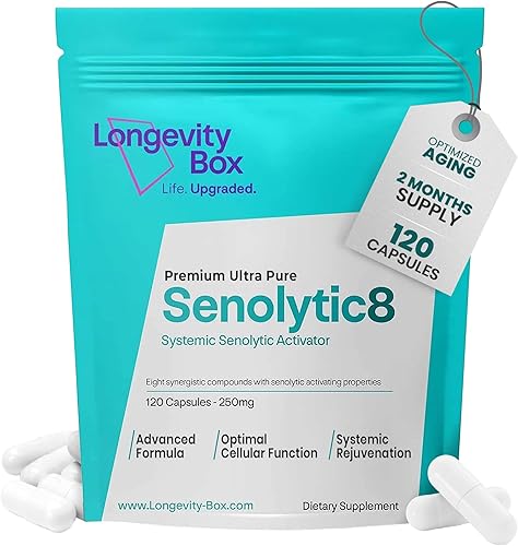 Senolytic Anti-Aging Supplement Fisetin, Quercetin,NAC, Gamma Tocotrienols 8-in-1 Cellular Regeneration & Longevity Formula Boost Energy, Mental