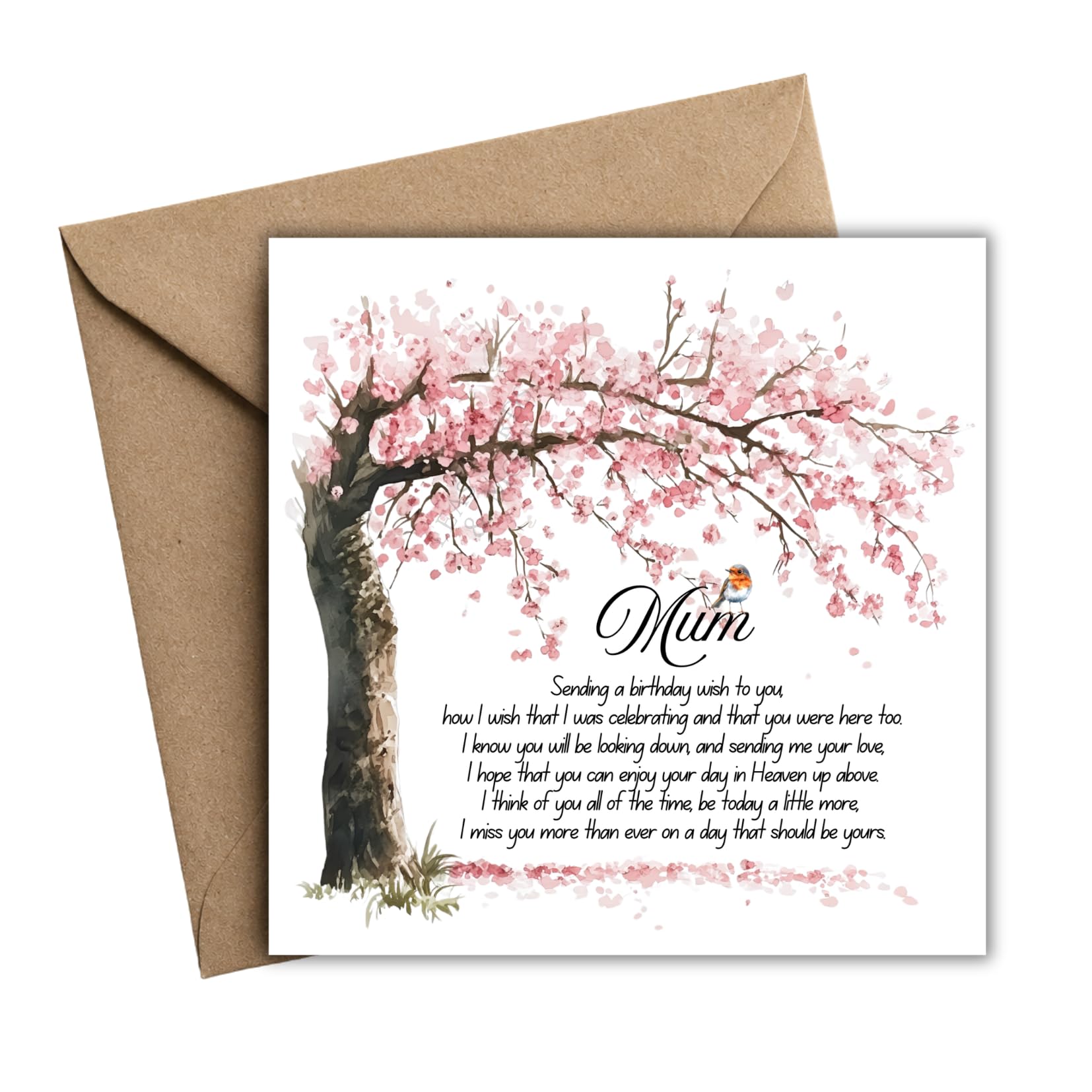 Birthday in Heaven Poem Card - 6x6 Inches - Personalisable - Blank Inside