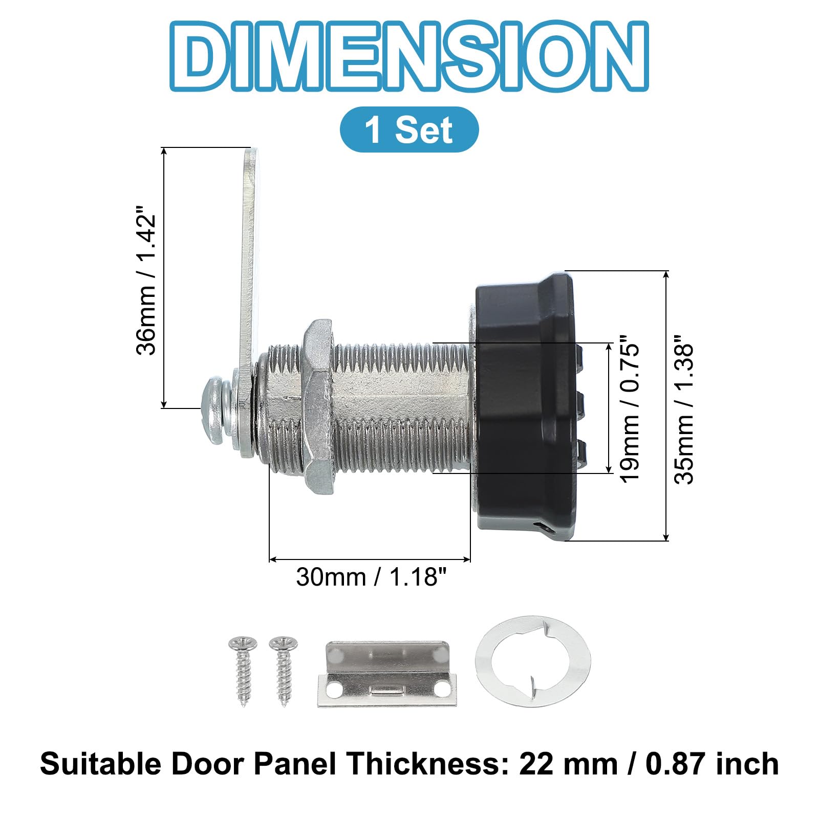 PATIKIL Combination Cam Lock Zinc Alloy Keyless 3-Digit Password File Cabinet Lock 1-3/16" Cylinder Chrome Finish Security Lock with Screw for Drawer Cupboard Black - Image 2