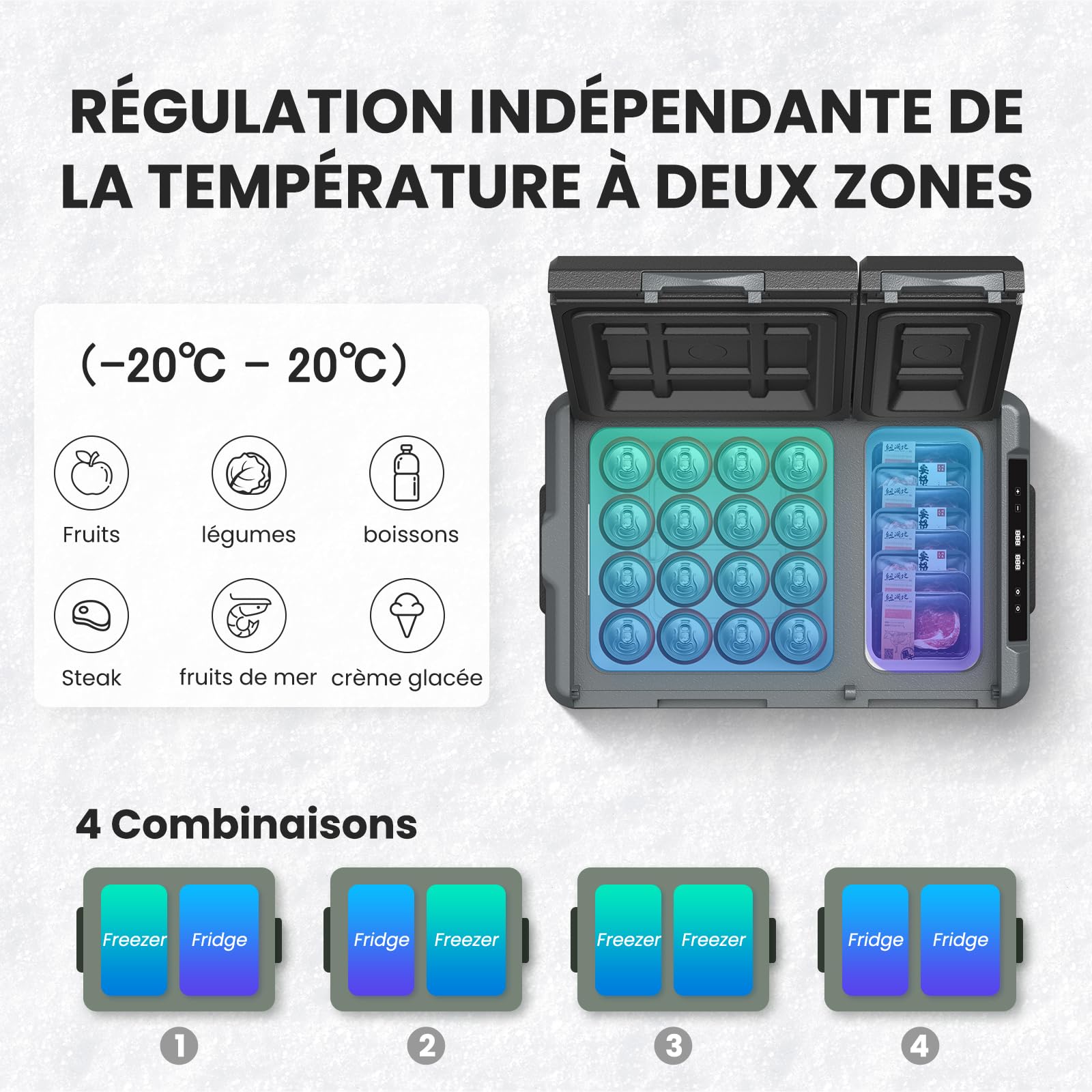 Alpicool KLS38 31L Réfrigérateur de Voiture avec APP,Dual Zone Portable Glacière à Compression Neuve 2026,12V/24V Frigo de Voiture pour Camion,Camping,-20℃-20℃,Plateau à Glaçons Offert,Noire