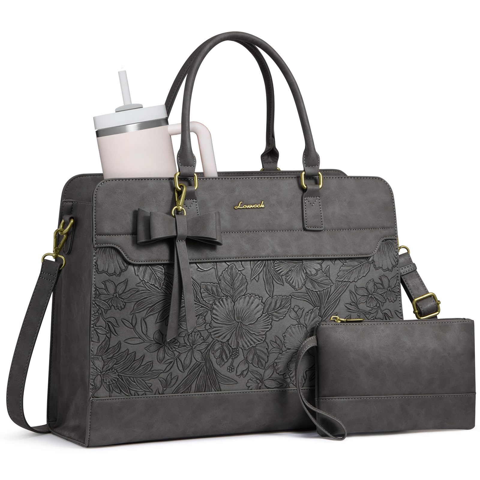 LOVEVOOK Laptop Tote Bag for Women,Leather Work Bag, Waterproof Business Teacher Bag,Large Computer Handbag Purse Briefcase,Office Gifts for Women