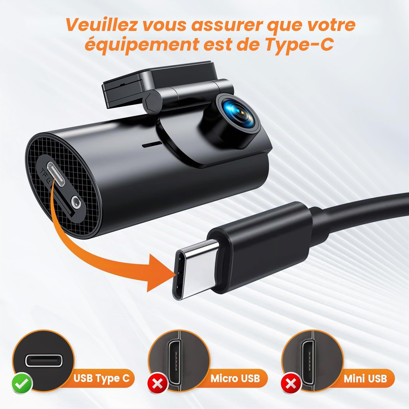 GKU Dashcam USB-C Kit de Câblage avec Double 4 Fusibles, AC 12 V-24 V à 5 V/2,5 A, 3 Mètres, Surveillance de Stationnement 24 Heures, Protection Basse Tension, Hardwire Kit para Dash Cams