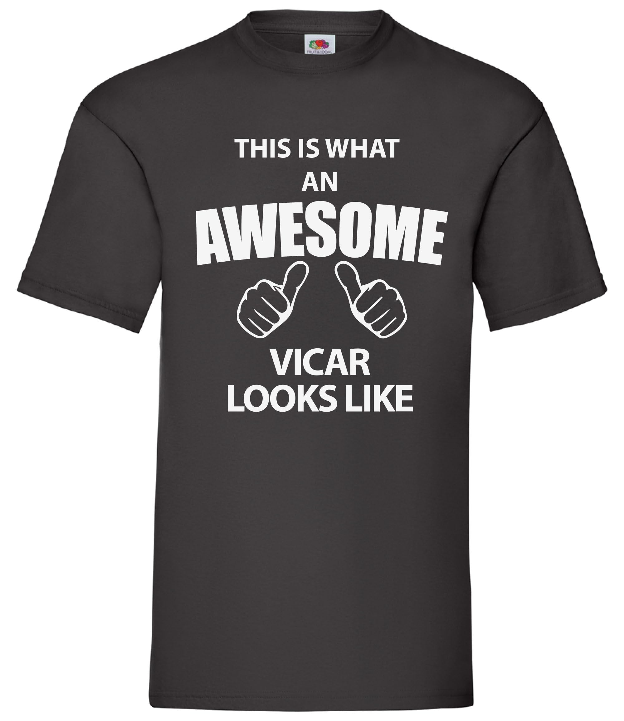 60 Second Makeover Limited This is What an Awesome Vicar Looks Like Tshirt Size - Funny Novelty Black Tshirt Size - XL