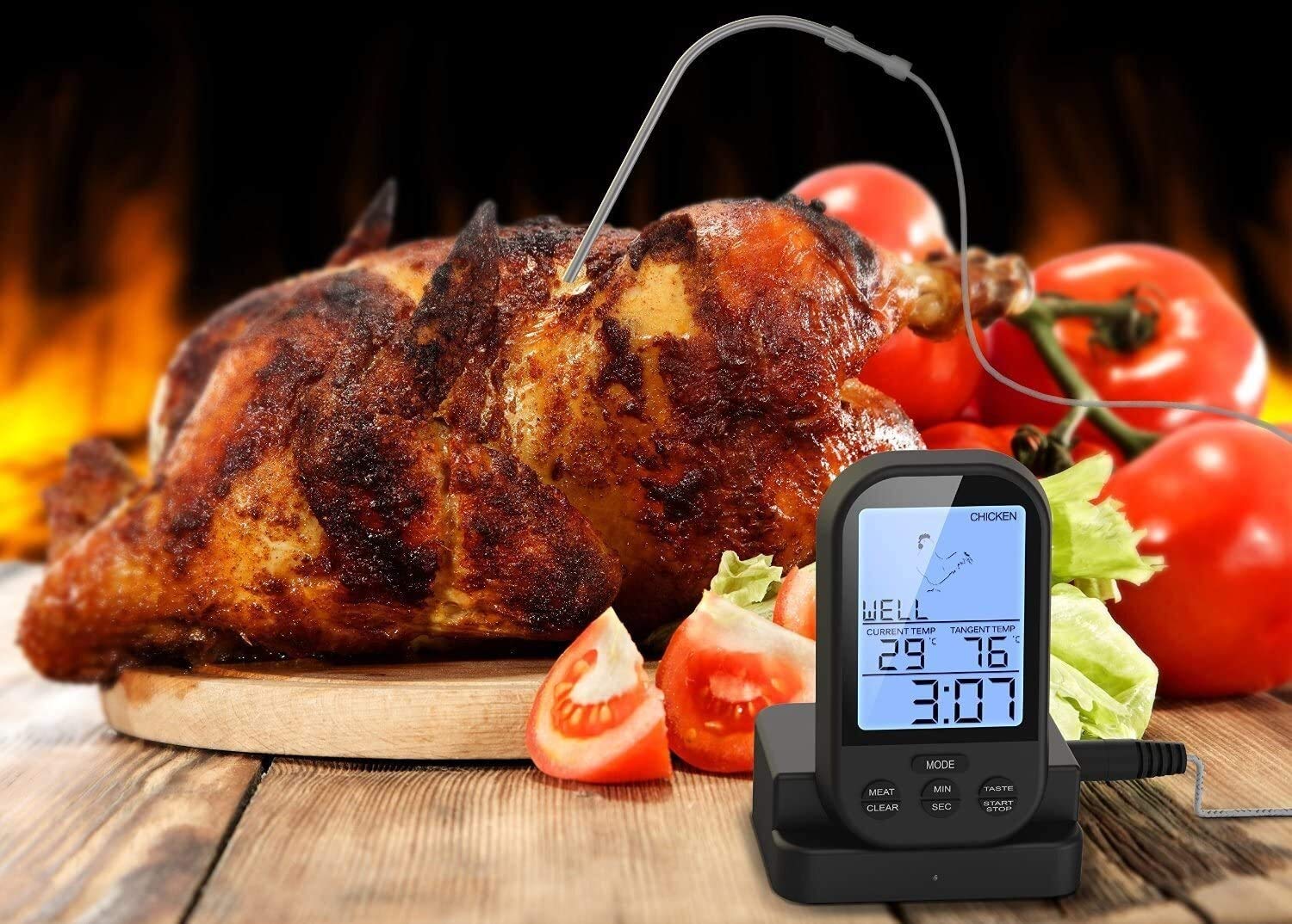 XMING Termometro per la carne digitale a distanza wireless per barbecue per fumatori grigliati, grill, forno, termometro alimentare, retroilluminato lettura istantanea, monitorare il cibo da 100 piedi