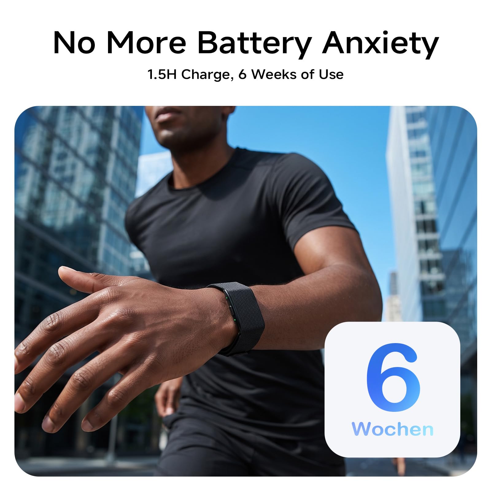 Tracker d'activité intelligent sans écran pour homme et femme | Suivi d'activité et de sommeil 24h/24, 7j/7 avec fréquence cardiaque avec analyse d'IA, autonomie de la batterie de 60 jours